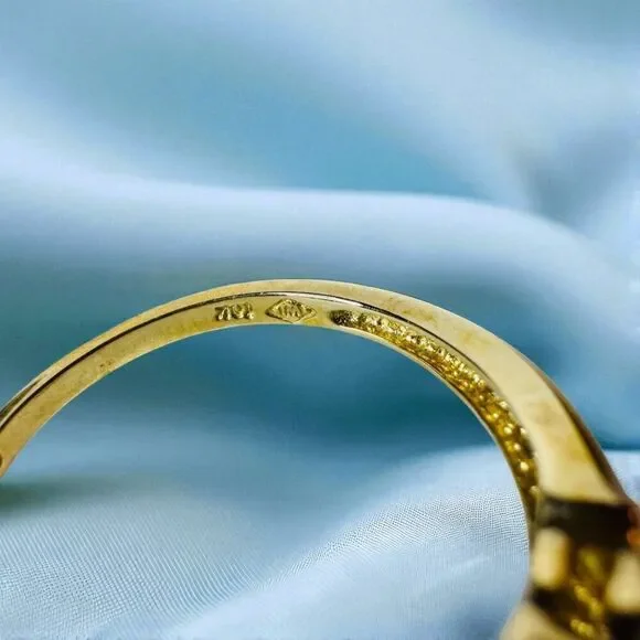 VINTAGE- 10K Gold -Natural Australian White Opal & Diamond Ring -Size 7 -2g - Picture 14 of 16